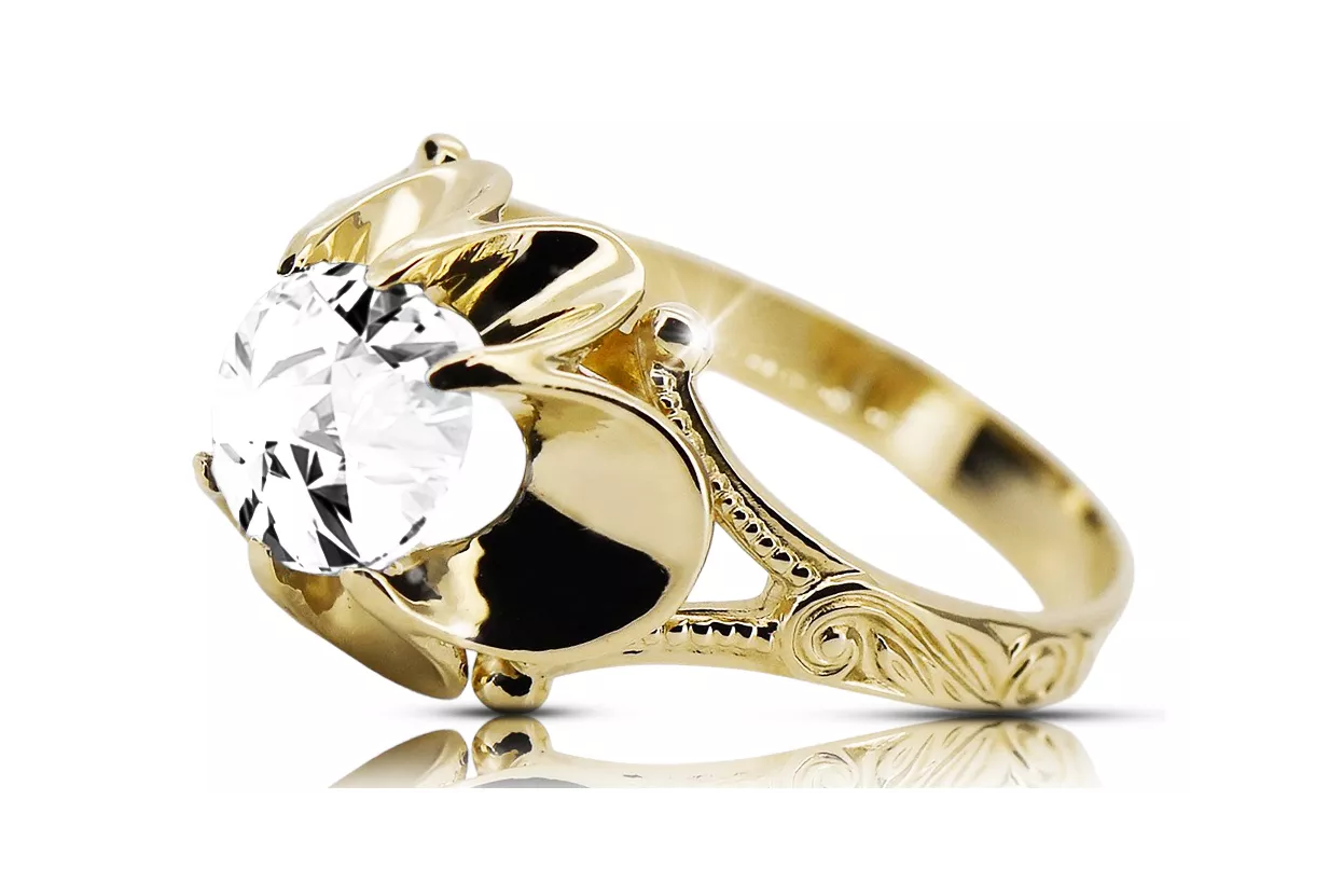 Вінтаж стиль Каблучка Циркон 14K Жовте золото vrc377y